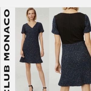Club Monaco Women's Black and Blue Mini Dress